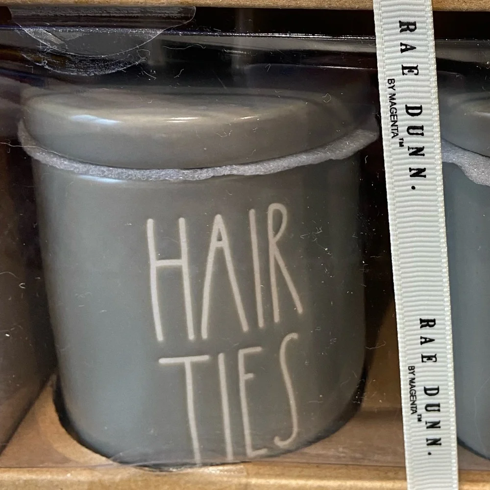 Rae Dunn Hair Ties Bobby Pins Ceramic Jars